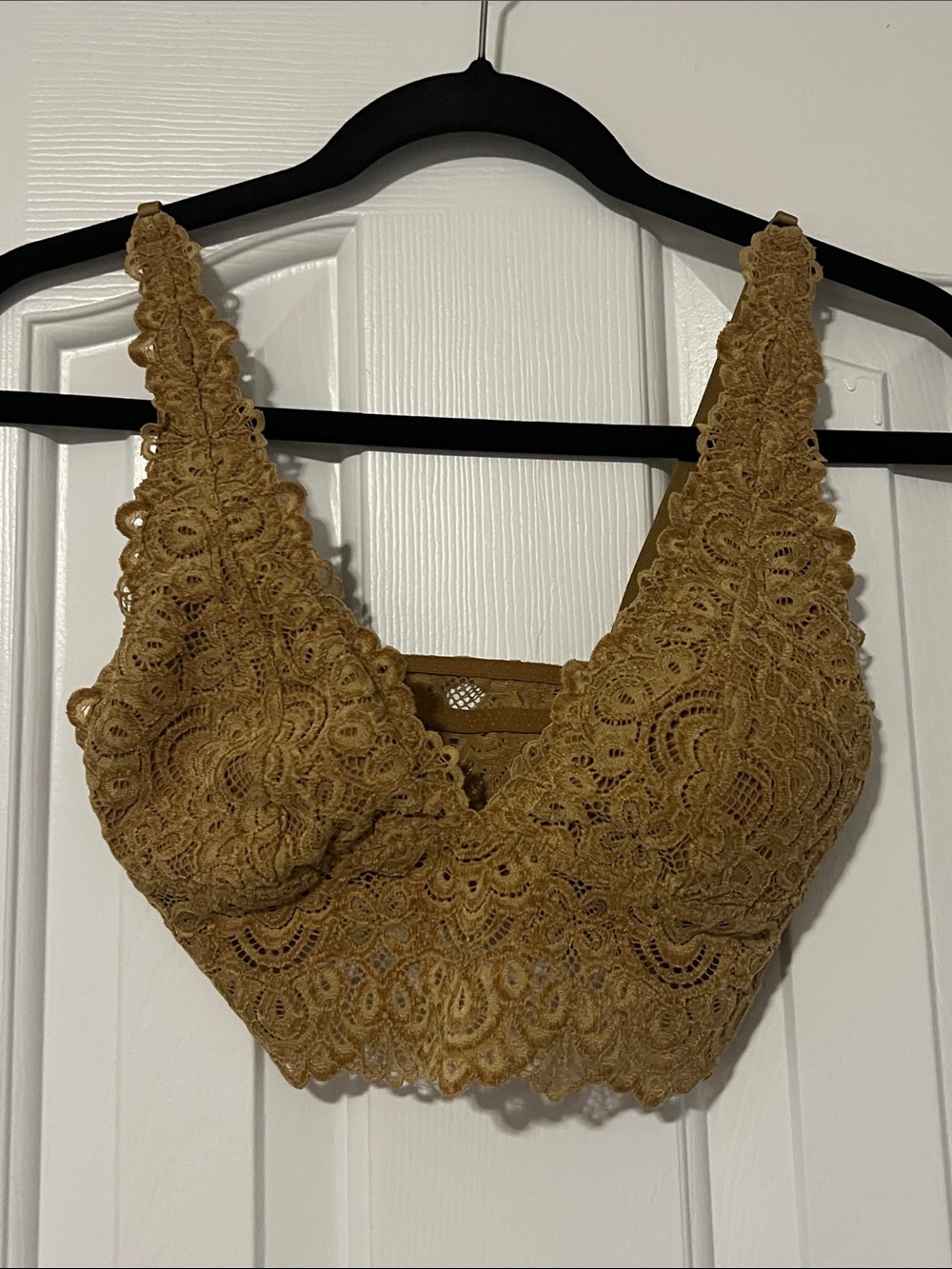 Lace V-Neck Bralette in Mustard - Women's Intimates